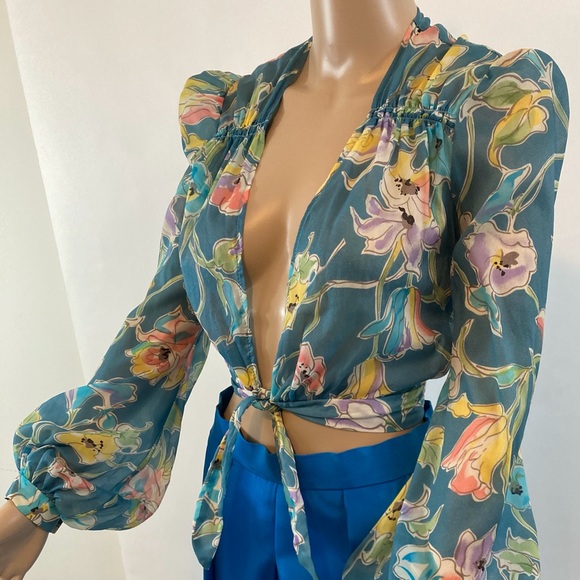 70’s Semi Sheer Tie Front Blouse - Picture 3 of 7